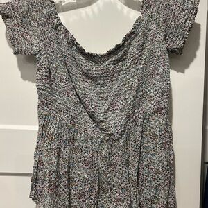 Old Navy Multicolor Floral blue Smocked Blouse